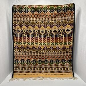 Guatemalan Quetzal Bird Hand Woven Textile Wall Hanging 17 X 41" Or Table Runner